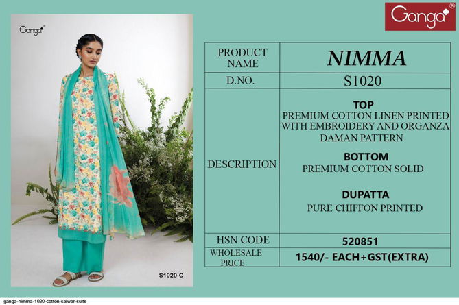 Ganga Nimma S1020 Regular Wear Wholesale Printed Salwar Kameez
